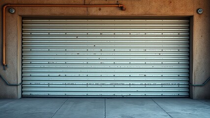 Aged Garage Door Wall, Metal Texture, Concrete Floor Background