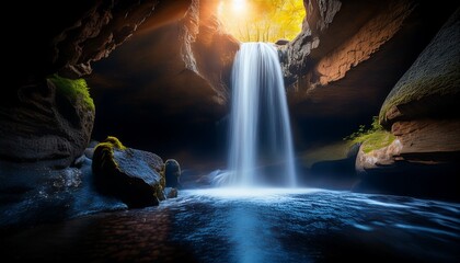 神秘の洞窟滝 &ndash; 闇の奥に隠された絶景
