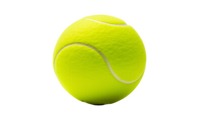A single tennis ball in a close up shot against a dark background with visible seams and fuzzisolated on transparent background	