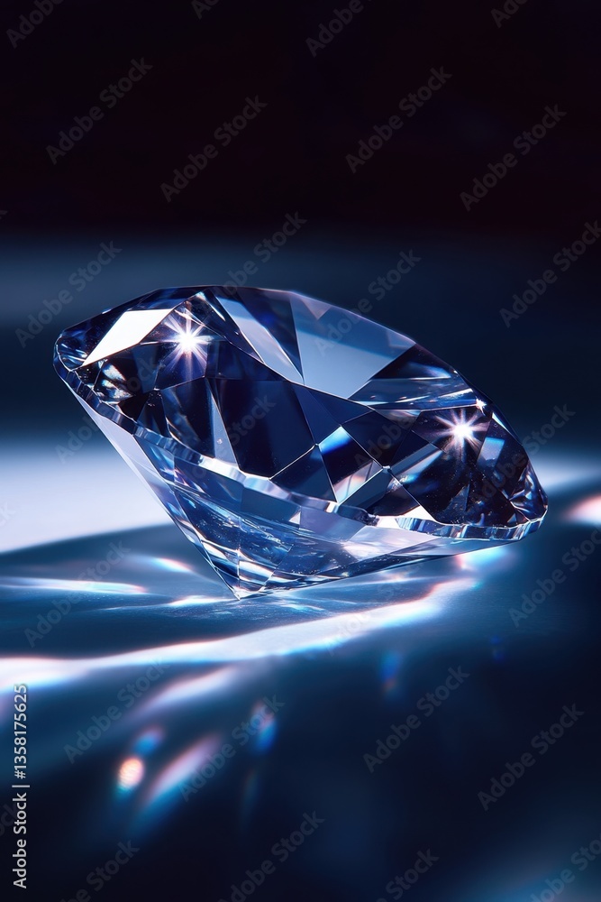 Poster sparkling gem: a breathtaking display of a diamond, its facets capturing and refracting light, showc