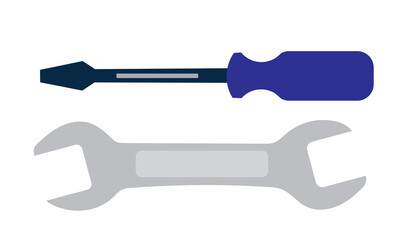 set of tools - screwdriver and wrench 