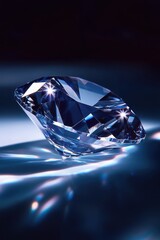 Sparkling Gem: A breathtaking display of a diamond, its facets capturing and refracting light, showcasing a dazzling brilliance that epitomizes luxury and rarity. 