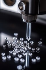 Diamond Appraisal: Close-up of diamonds under the microscope, highlighting their exquisite cut and radiant brilliance, ready for evaluation. 