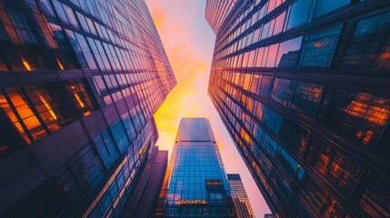 Vibrant Sunset Over City Skyscrapers