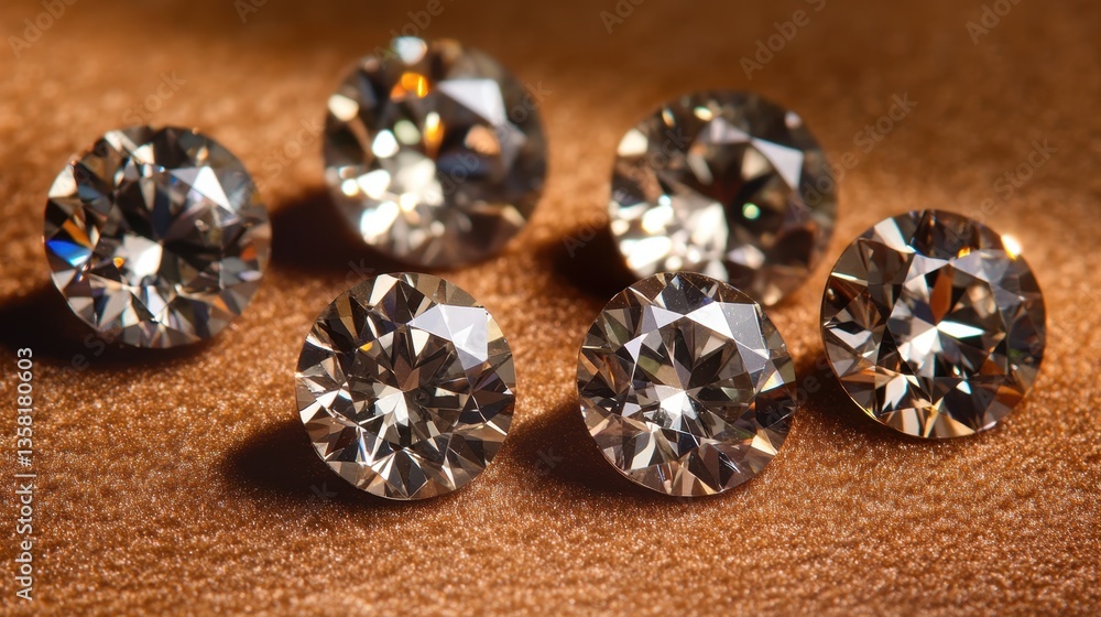 Poster sparkling treasures: a close-up shot capturing the brilliance and allure of a collection of diamonds