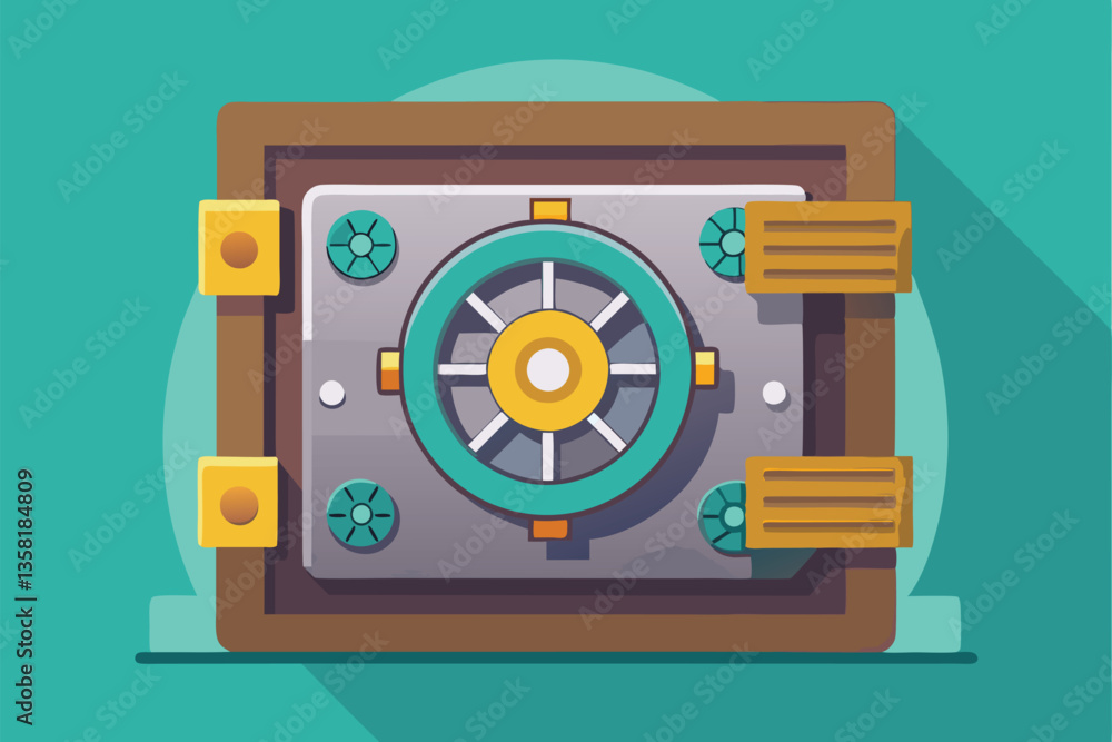 Poster a visually striking flat vault design showcases a secure locking mechanism and customizable colors, 