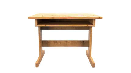 Empty wooden school desk isolated on transparent background
