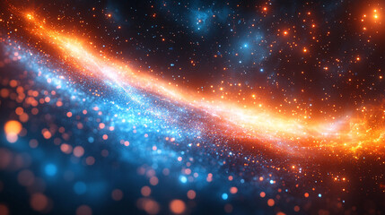 Naklejka premium neon hyperflight through hyperspace, symbolizing time warp travel and futuristic journeys, with vibrant stars streaking by in a dynamic, modern space adventure