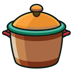 Red Pot with Lid for Cooking and Kitchen Use