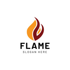 Fire or flame logo design isolated on white background.