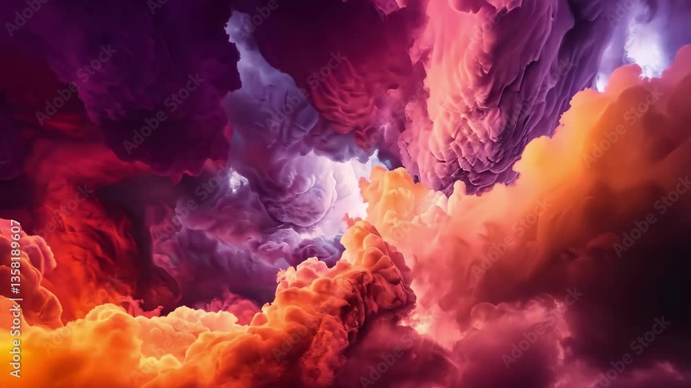 Poster ethereal clouds bursting with chaotic colors create a mesmerizing visual display in the sky at twili