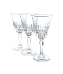 Three empty clean glasses isolated on white