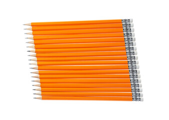 Many graphite pencils isolated on white, top view