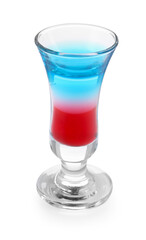 Layered cocktail in colors of American flag isolated on white
