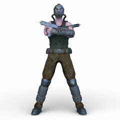 Naklejka premium 鉄の仮面をかぶった戦士 3DCGレンダリング