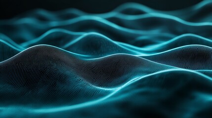 Obraz premium Abstract Blue Particle Waves Digital Background