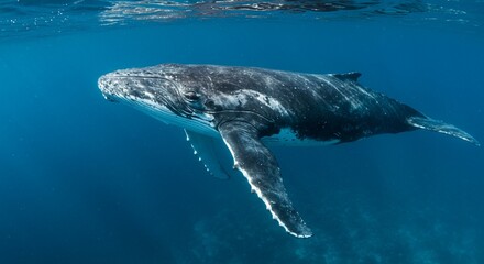 Naklejka premium Humpback Whale in the ocean