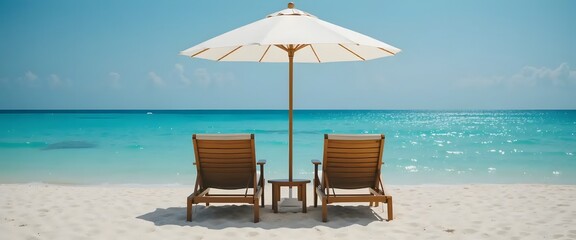 Obraz premium lounge chairs on the beach