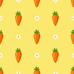 Seamless pattern with carrot, vector illustration of vegetable, healthy vegan food wallpaper