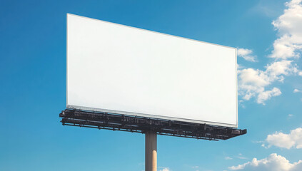 Obraz premium 3D illustration of blank white billboard against blue sky. 