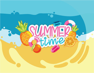 Summer time illustration abstract beach concept