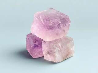 Pink Crystals Stacked for Light Blue Background.
