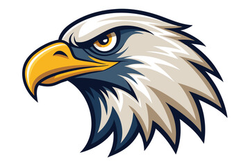 Fototapeta premium A striking vintage eagle head mascot design showcases sharp features and bold colors against white, vintage eagle head mascot, isolated white background