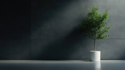 Obraz premium Minimalist modern interior with potted plant