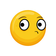 Vector illustration of a yellow emoticon with a confused expression and large eyes.