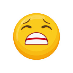 Vector illustration of a yellow emoticon with a disappointed expression and an open mouth.
