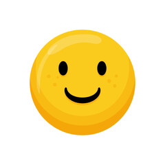 Fototapeta premium Vector illustration of a yellow emoticon with a happy expression and a small smile.