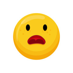 Fototapeta premium Vector illustration of a yellow emoticon with a sad expression and an open mouth.