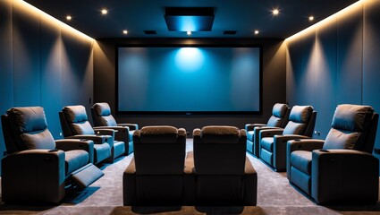 Home Cinema Room with Recliner Seating and Large Projection Screen