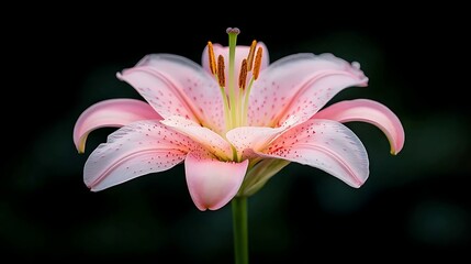 Fototapeta premium Pink Lily Bloom for Dark Background.