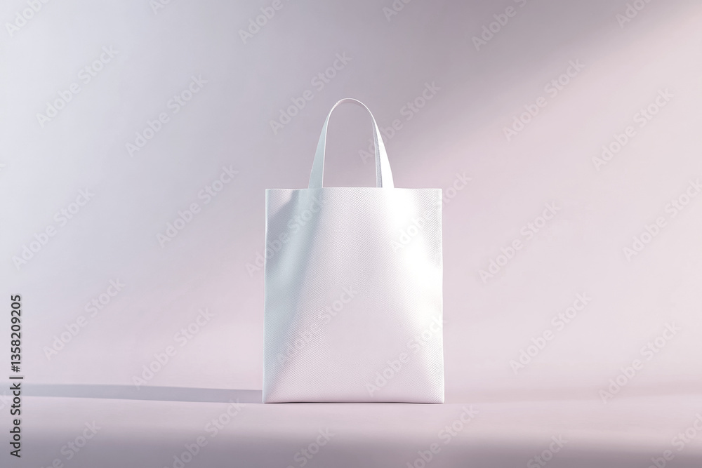 Poster minimalistic tote bag on solid pastel background for design mock up and branding