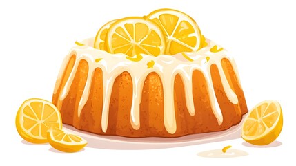 Delicious Lemon Bundt Cake with Zesty Cream Glaze and Sliced Presentation for Baking Enthusiasts and Food Bloggers
