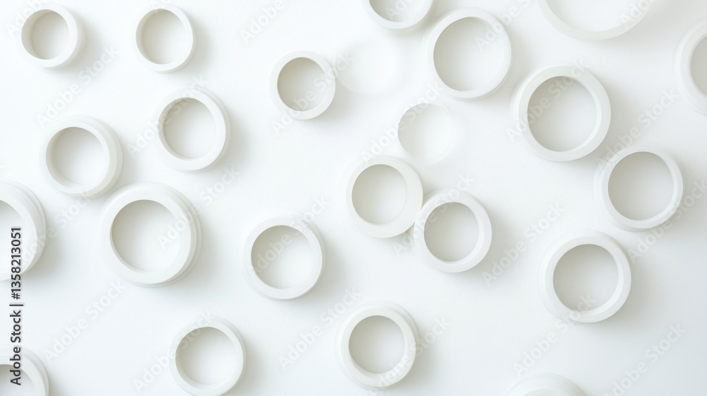 Poster white circles on white background abstract pattern