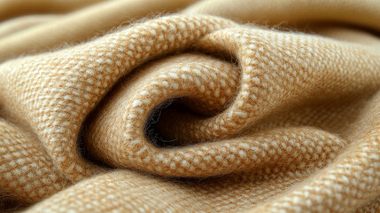 Fototapeta premium soft beige wool fragment with intricate textures conveys warmth and comfort The pure white fibers symbolize purity and relaxation evoking a sense of coziness and modern textile elegance