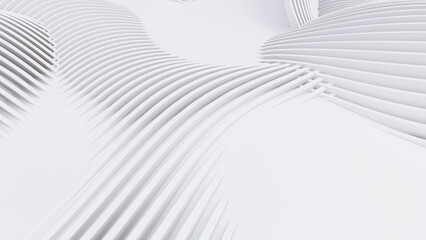 Abstract Curved Shapes. White Circular Background.