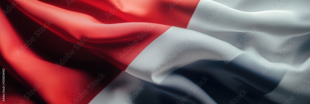 Poster national flag waving gently against a minimalistic background showcasing high-detail fabric texture 