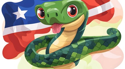 Fototapeta premium Martinique Snake Flag Emoji Cartoon Vector Illustration
