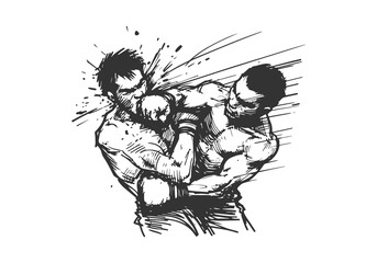 Mixed Martial Arts Fighter hand drawn sketch vector illustration