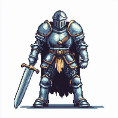 Fototapeta premium 8-bit pixel-style video game knight design