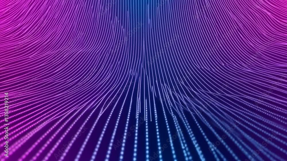 Poster digital wave background with flowing dots in motion for design generative ai