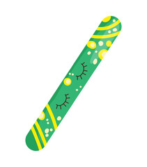 Vector illustration of a slash, featuring a green design with stripes. The scene captures a playful monster slash.