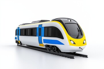Naklejka premium Modern Subway Train on Tracks with Urban Design 