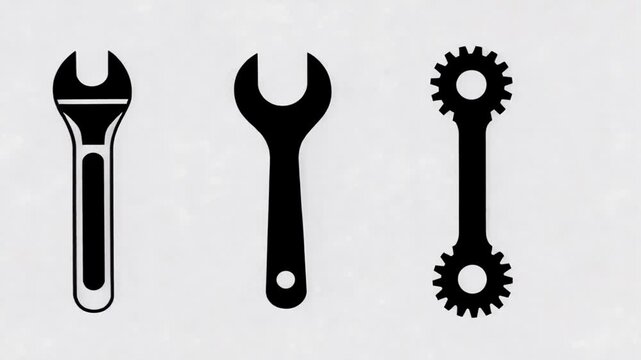 Collection of Tool Icons Featuring Wrench and Gear Designs Generative AI