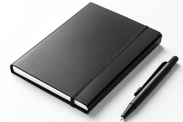 Elegant Black Notebook  Pen Mockup.