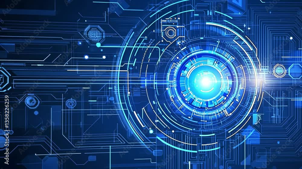 Aufkleber futuristic circuit board design with vibrant blue mesh lines generative ai