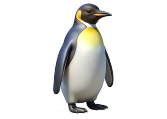 Fototapeta premium Elegant Penguin: A solitary Emperor Penguin stands tall, showcasing its distinctive tuxedo-like plumage and focused gaze against a soft background, radiating the stark beauty of the arctic landscape.
